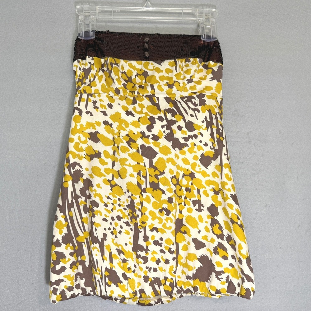 Arden B Y2K Silk Strapless Womens Sequin Trim‎ Top Size M Bubble Hem Festival